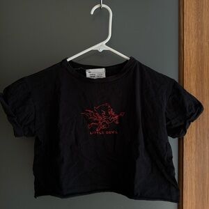 little devil black crop top